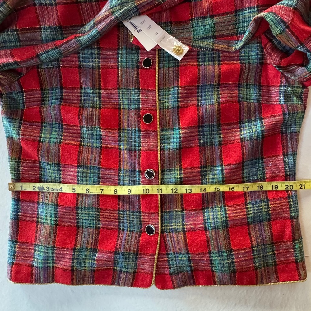 NWT Maggy London Silk Tartan Plaid Lined Jacket (14) - Picture 11 of 15
